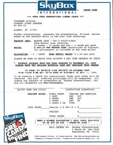 Star Trek Generations Trading Card Case Order Form