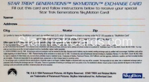 Star Trek Generations Trading Card SkyMotion Exchange Card Back