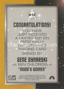 Star Trek The Original Series Season One Trading Card A12 Back