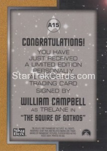 Star Trek The Original Series Season One Trading Card A15 Back