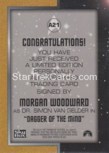 Star Trek The Original Series Season One Trading Card A21 Back