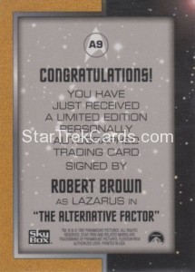 Star Trek The Original Series Season One Trading Card A9 Back