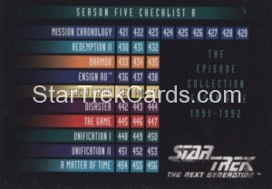 Star Trek The Next Generation Season Five Trading Card 508