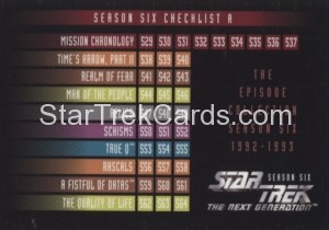 Star Trek The Next Generation Season Six Trading Card 616