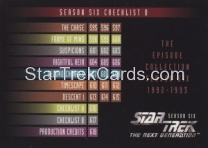 Star Trek The Next Generation Season Six Trading Card 617