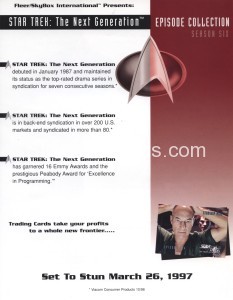 Star Trek The Next Generation Season Six Trading Card Sell Sheet Front