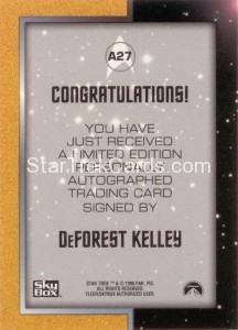 Star Trek The Original Series Season Two A27 Deforest Kelley Back