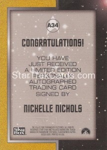 Star Trek The Original Series Season Two Trading Card A34 Back