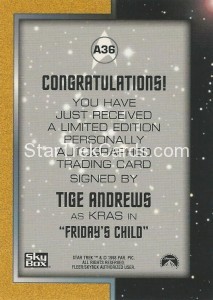 Star Trek The Original Series Season Two Trading Card A36 Back