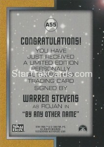 Star Trek The Original Series Season Two Trading Card A55 Back