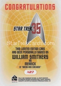 Star Trek The Original Series 35th Anniversary HoloFEX Trading Card A27 Back