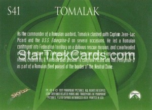 Star Trek The Next Generation Season Seven Trading Card S41 Back