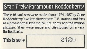 Star Trek Gene Roddenberry Promotional Set 2126 Trading Card 1
