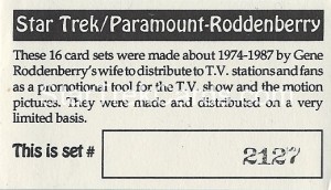 Star Trek Gene Roddenberry Promotional Set 2127 Trading Card 1