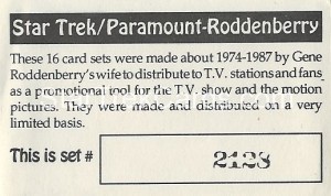 Star Trek Gene Roddenberry Promotional Set 2128 Trading Card 1