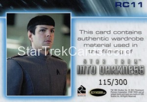 Star Trek Movies Trading Card RC11 Back