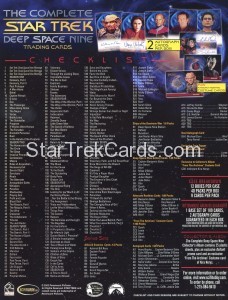 The Complete Star Trek Deep Space Nine Sell Sheet Back