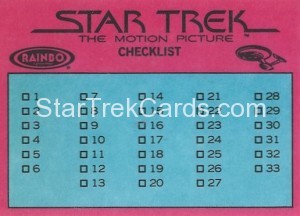 Star Trek The Motion Picture Rainbo Bread Trading Card 1 Back