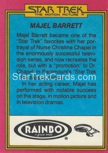 Star Trek The Motion Picture Rainbo Bread Trading Card 12 Back