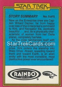 Star Trek The Motion Picture Rainbo Bread Trading Card 20 Back