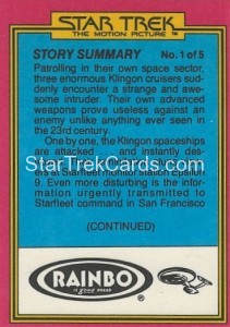 Star Trek The Motion Picture Rainbo Bread Trading Card 21 Back