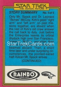 Star Trek The Motion Picture Rainbo Bread Trading Card 23 Back