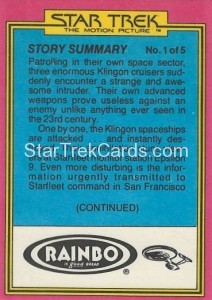 Star Trek The Motion Picture Rainbo Bread Trading Card 3 Back