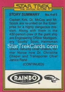Star Trek The Motion Picture Rainbo Bread Trading Card 30 Back