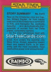 Star Trek The Motion Picture Rainbo Bread Trading Card 32 Back