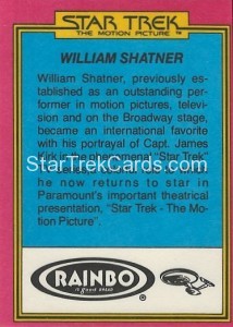 Star Trek The Motion Picture Rainbo Bread Trading Card 5 Back