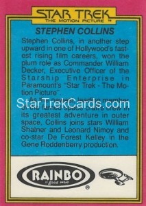 Star Trek The Motion Picture Rainbo Bread Trading Card 8 Back