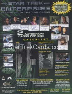 Enterprise Season Four Trading Card Sell Sheet Back