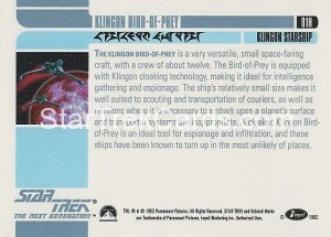 Star Trek The Next Generation Inaugural Edition Trading Card 01H Back