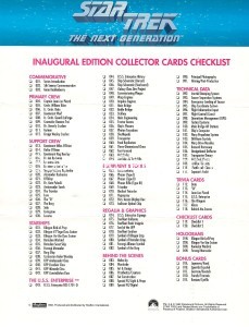 Star Trek The Next Generation Inaugural Edition Trading Card Checklist Version 2