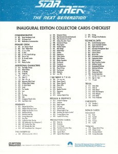 Star Trek The Next Generation Inaugural Edition Trading Card Checklist Version 4
