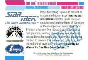 Star Trek The Next Generation Inaugural Edition Trading Card Promo Unnumbered Back
