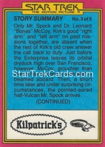 Star Trek The Motion Picture Kilpatrick’s Bread Trading Card Back 13