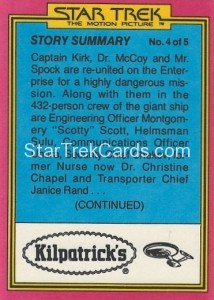 Star Trek The Motion Picture Kilpatrick’s Bread Trading Card Back 2