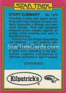 Star Trek The Motion Picture Kilpatrick’s Bread Trading Card Back 21
