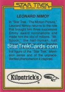 Star Trek The Motion Picture Kilpatrick’s Bread Trading Card Back 31