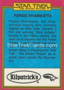 Star Trek The Motion Picture Kilpatrick’s Bread Trading Card Back 9