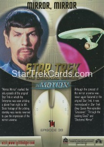 Star Trek The Original Series In Motion Trading Card 14 Back