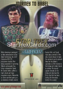 Star Trek The Original Series In Motion Trading Card 17 Back
