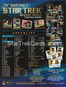 The Quotable Star Trek Original Series Trading Card Sell Sheet Back