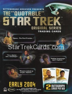The Quotable Star Trek Original Series Trading Card Sell Sheet Front