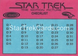Star Trek The Motion Picture Colonial Bread Trading Card Back 1