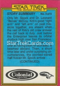 Star Trek The Motion Picture Colonial Bread Trading Card Back 13