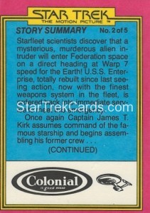Star Trek The Motion Picture Colonial Bread Trading Card Back 18