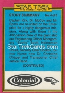 Star Trek The Motion Picture Colonial Bread Trading Card Back 2