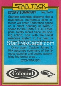 Star Trek The Motion Picture Colonial Bread Trading Card Back 22